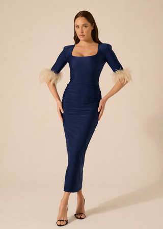 Abito Dominique Blue Piume Beige