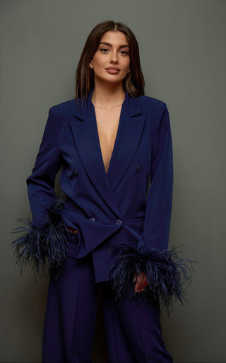 Tailleur Andy Blue piume su maniche